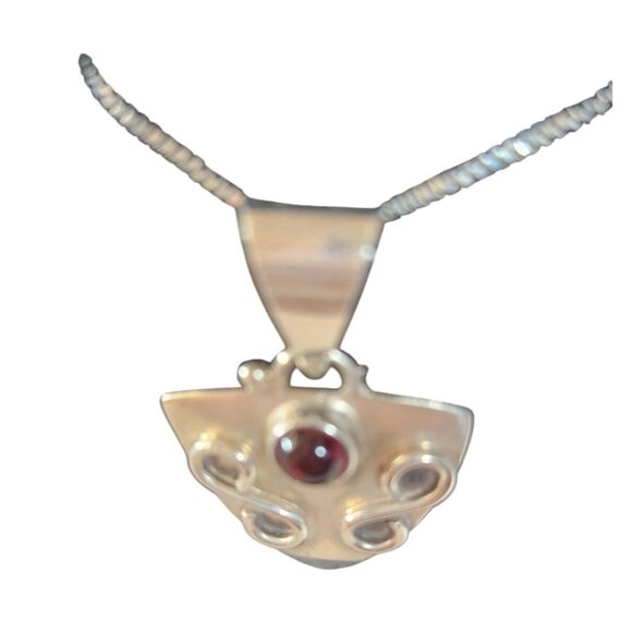 Necklace and Earrings Silver Set Garnet 9.5 gr 16" Chain Silver Jerry & Fran Ha - Picture 4 of 9